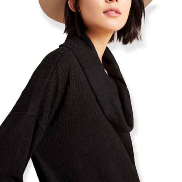 ANTHROPOLOGIE Mauve Black Peplum Ruffle Addie  Black Long Sleeve Sweater SZ XS - Picture 4 of 12